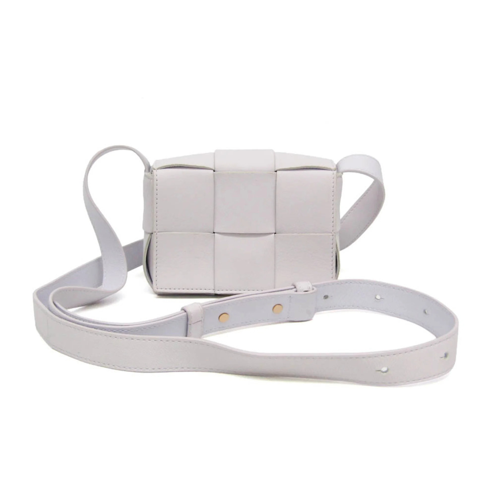 Bottega Veneta Intrecciato Cassette 666688 Men,Women Leather Shoulder Bag White